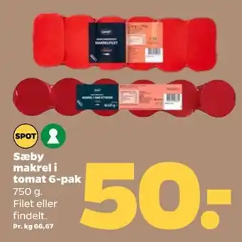 Netto Sæby Makrel i tomat 6-pak tilbud