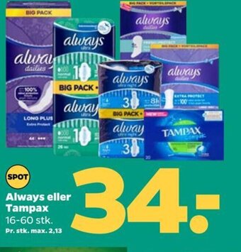 Netto Always eller Tampax tilbud
