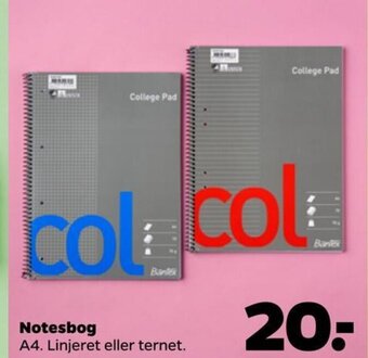 Netto Notesbog A4. Linjeret eller ternet. tilbud