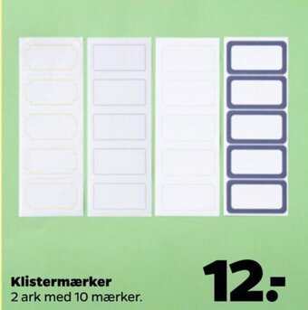 Klistermærker 2 ark med 10 mærker.