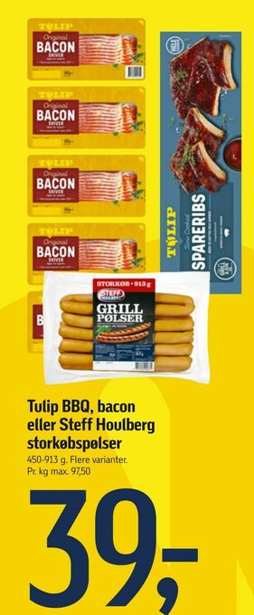 Føtex Tulip BBQ, bacon eller Steff Houlberg storkøbspølser tilbud