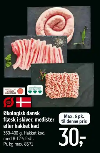 Føtex Økologisk dansk flæsk i skiver, medister eller hakket kød tilbud