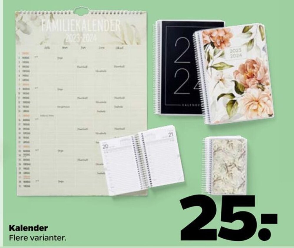 Kalender Flere varianter. tilbud hos Netto