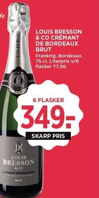 MENY LOUIS BRESSON & CO CRÉMANT DE BORDEAUX BRUT tilbud