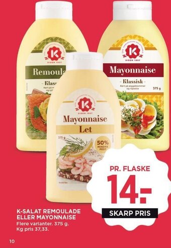 MENY K-SALAT REMOULADE ELLER MAYONNAISE tilbud