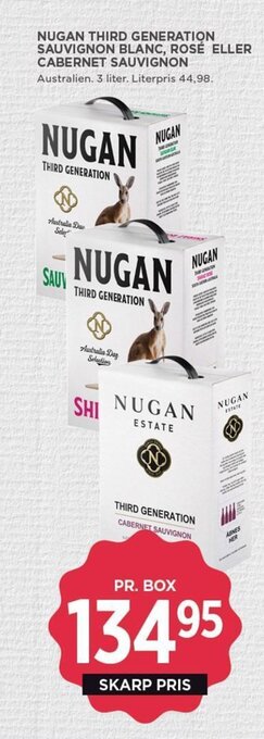 MENY NUGAN THIRD GENERATION SAUVIGNON BLANC, ROSÉ ELLER CABERNET SAUVIGNON tilbud