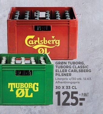 MENY GRØN TUBORG, TUBORG CLASSIC ELLER CARLSBERG PILSNER tilbud