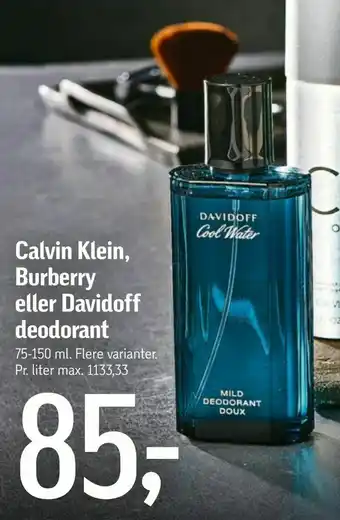 Føtex Calvin Klein, Burberry eller Davidoff deodorant tilbud