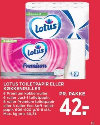 MENY LOTUS TOILETPAPIR ELLER KØKKENRULLER tilbud