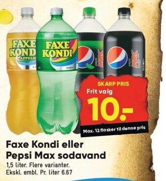 Bilka Faxe kondi eller pepsi max sodavand tilbud