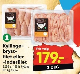 Kyllingebrystfilet eller -inderfilet
