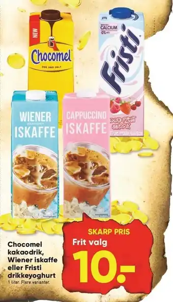 Bilka Chocomel kakaodrik, wiener iskaffe eller fristi drikkeyoghurt tilbud