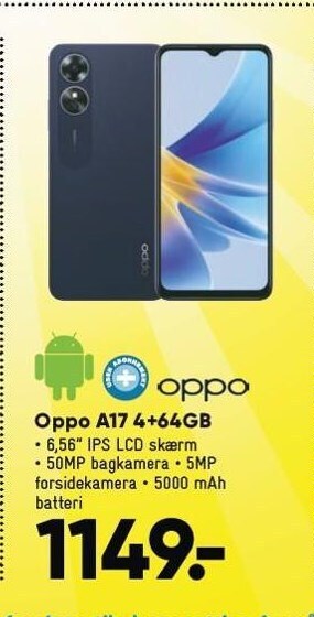 Bilka Oppo a17 4+64gb tilbud