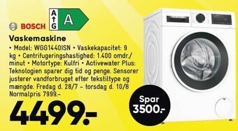 Bilka Bosch vaskemaskine tilbud