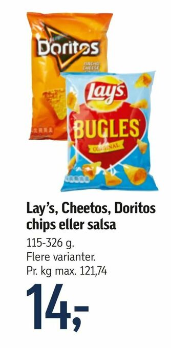 Føtex Lay's, Cheetos, Doritos chips eller salsa tilbud