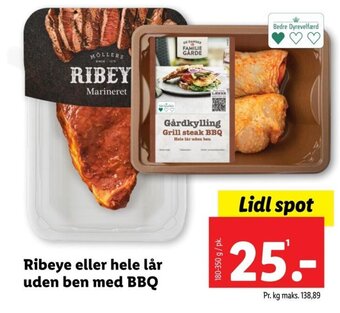 Lidl Ribeye eller hele lår uden ben med BBQ tilbud