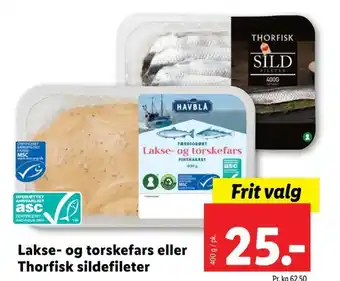 Lidl Lakse- og torskefars eller Thorfisk sildefileter tilbud