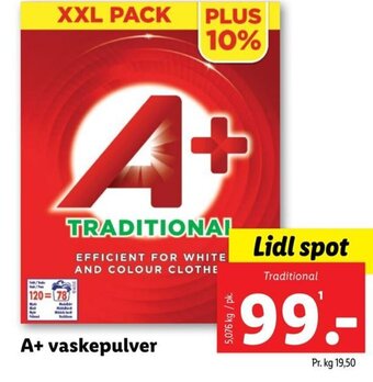 Lidl A+ vaskepulver tilbud