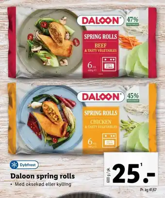 Lidl Daloon spring rolls Med oksekød eller kylling tilbud