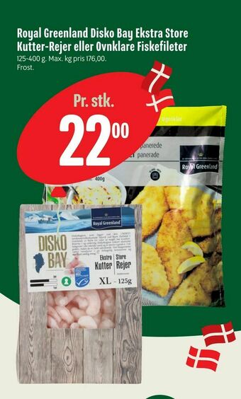 Min Købmand Royal Greenland Disko Bay Ekstra Store Kutter-Rejer eller Ovnklare Fiskefileter tilbud