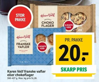 SPAR Karen Volf franske vafler eller chokoflager tilbud
