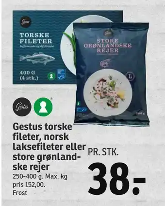 SPAR Gestus torske fileter, norsk laksefileter eller store grønland ske rejer tilbud