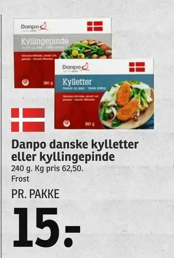 SPAR Danpo danske kylletter eller kyllingepinde tilbud