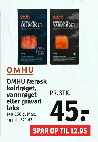 SPAR OMHU færøsk koldrøget, varmrøget eller gravad laks tilbud