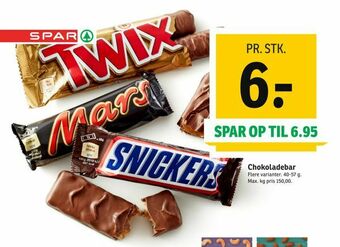 SPAR Chokoladebar tilbud