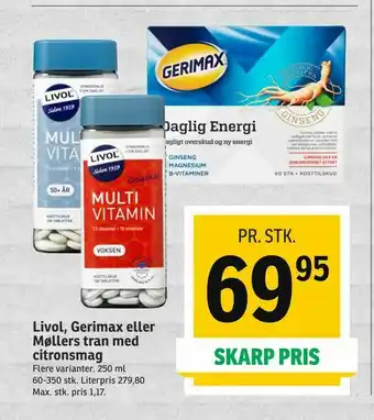 SPAR Livol, Gerimax eller Møllers tran med citronsmag tilbud