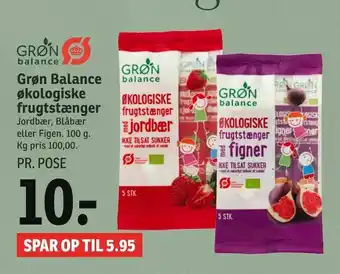SPAR Grøn Balance økologiske frugtstænger tilbud