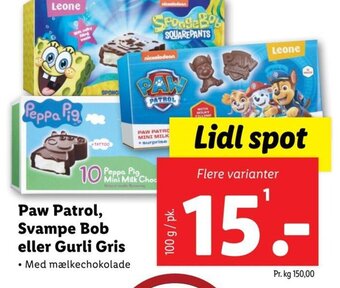 Paw Patrol, Svampe Bob eller Gurli Gris