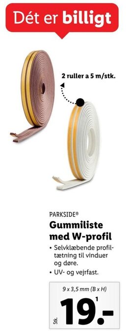 Lidl PARKSIDEⓇ Gummiliste med W-profil tilbud
