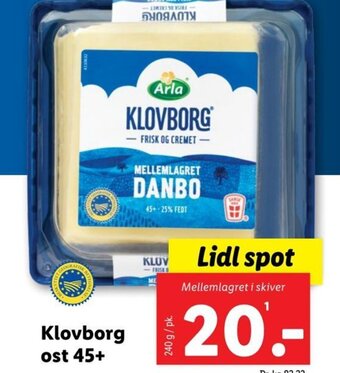 Lidl Klovborg ost 45+ tilbud