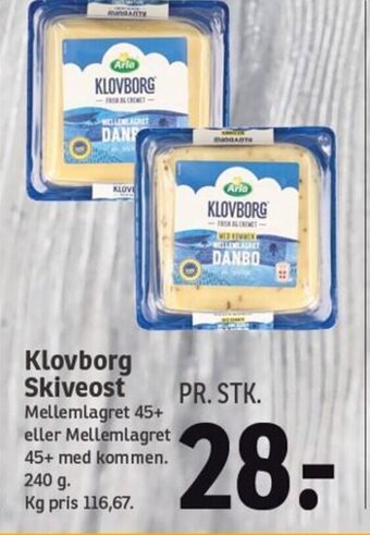 SPAR Klovborg Skiveost tilbud