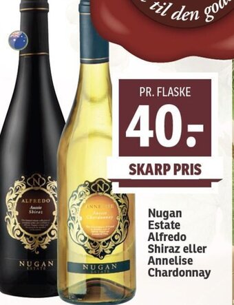 SPAR Nugan Estate Alfredo Shiraz eller Annelise Chardonnay tilbud