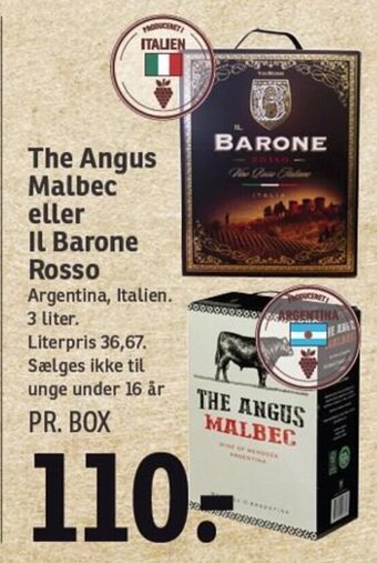 SPAR The Angus Malbec eller Il Barone Rosso tilbud