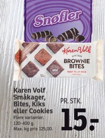 SPAR Karen Volf Småkager, Bites, Kiks eller Cookies tilbud