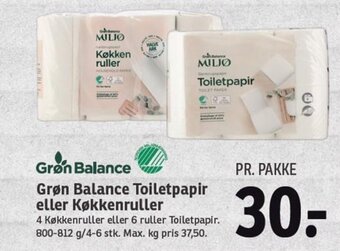 SPAR Grøn Balance Toiletpapir eller Køkkenruller tilbud