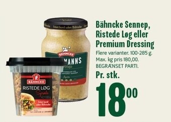 Min Købmand Bähncke Sennep, Ristede Løg eller Premium Dressing tilbud