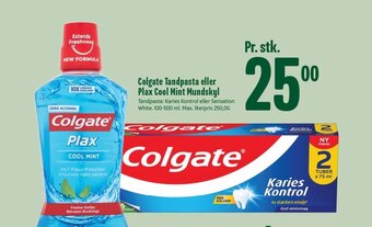 Min Købmand Colgate Tandpasta eller Plax Cool Mint Mundskyl tilbud