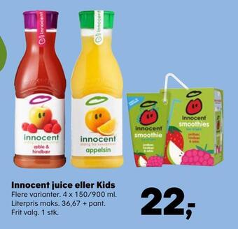 Kvickly Innocent juice eller kids tilbud