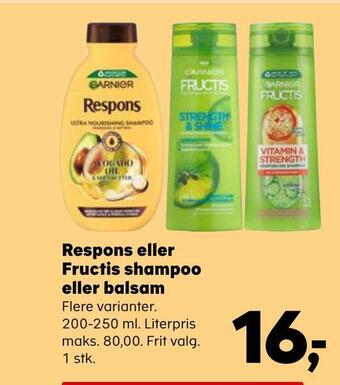 Kvickly Respons eller fructis shampoo eller balsam tilbud