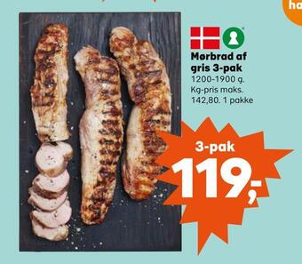 Kvickly Mørbrad af gris 3-pak tilbud
