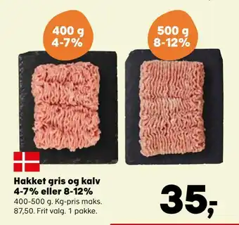 Hakket gris og kalv 4-7% eller 8-12%