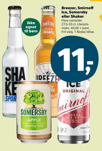 SuperBrugsen Breezer, smirnoff ice, somersby eller shaker tilbud