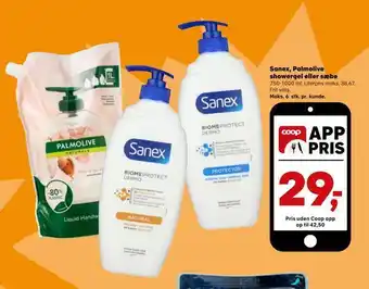 Kvickly Sanex, palmolive showergel eller sæbe tilbud