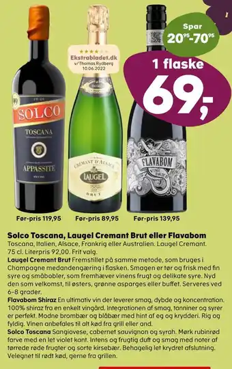 Kvickly Solco toscana, laugel cremant brut eller flavabom tilbud