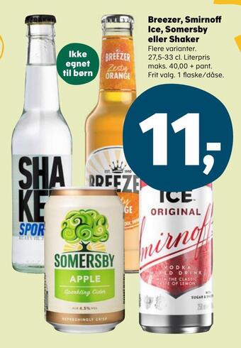 Kvickly Breezer, smirnoff ice, somersby eller shaker tilbud