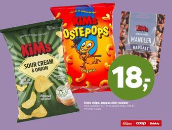 Kvickly Kims chips, snacks eller nødder tilbud